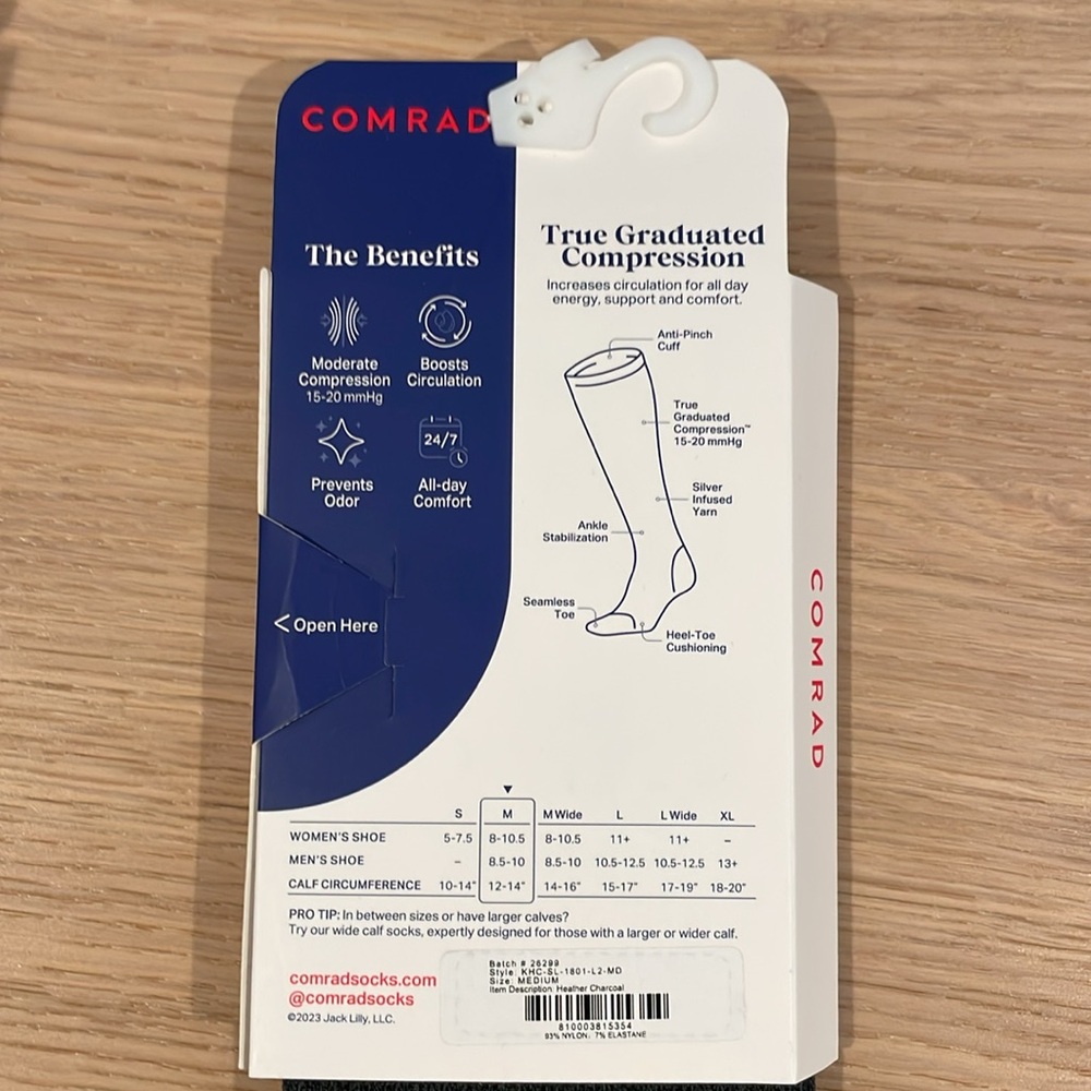 NWT Conrad compression socks heather charcoal medium - Picture 3 of 3